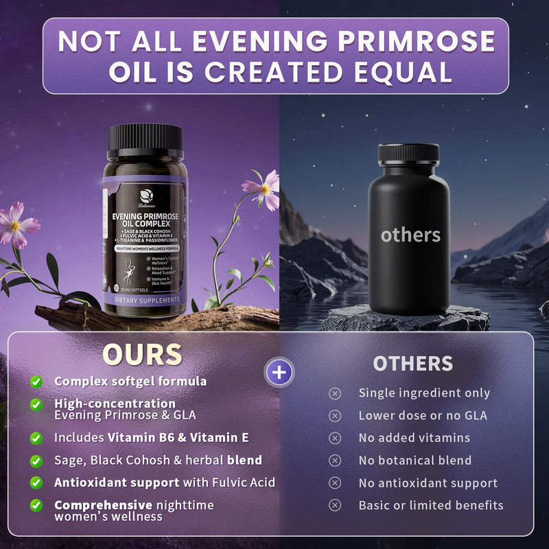[Australia] - 2 Pack Evening Primrose Oil Complex for Women ‚Äì Hormone Wellness with Cold-Pressed EPO, 10% GLA, Sage, Fulvic Acid, L-Theanine ‚Äì Cyclical Balance, Mood, Skin & Immune Health, 180 Softgels 2 Pack 