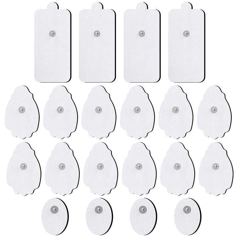 [Australia] - TENS/EMS Unit Replacement Pads NURSAL 20 Pack 3.5mm Snap Electrode Patches for Electrotherapy, Reusable Self-Adhesive Electrodes Pads, Compatible with Belifu, AVCOO, MEDVICE TENS (White) A-white 