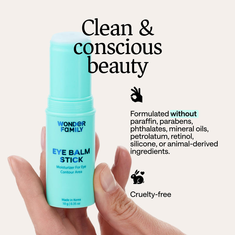 WONDER FAMILY Under Eye Balm Stick - Hydrating Eye Cream for Dark Circles and Puffiness, Wrinkles and Fine Lines - Moisturizing Korean Skin Care with Niacinamide, Vitamin E