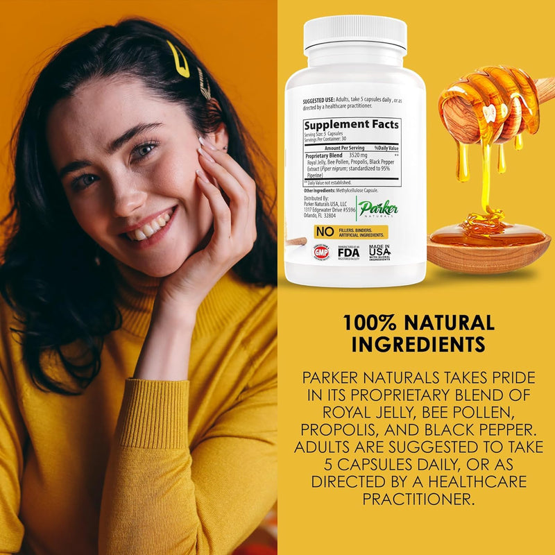 [Australia] - Best Bee Pollen, Royal Jelly, Propolis - Made by USA Bee Keepers - 150 Vegetarian Capsules - Made in GMP Certified Facility! 