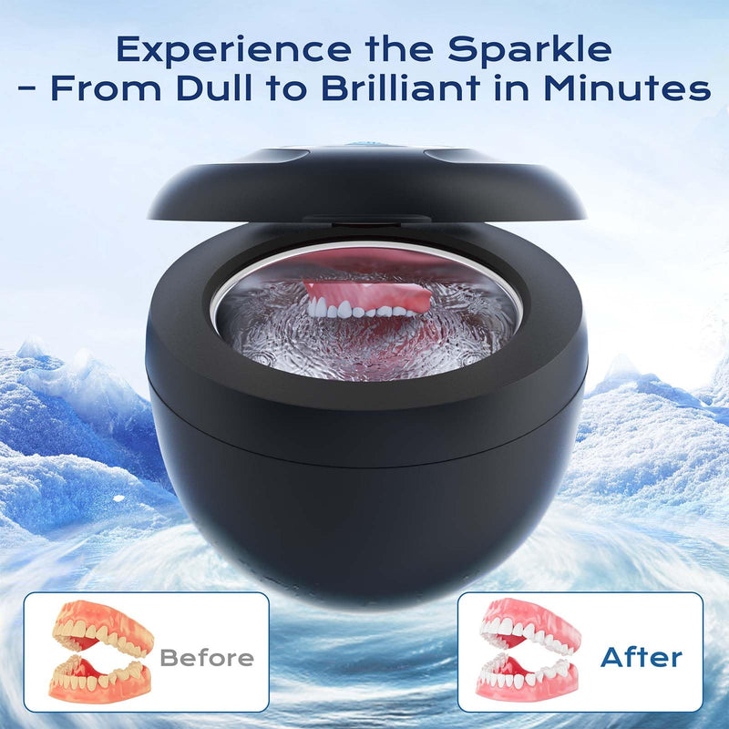 [Australia] - Ultrasonic Retainer Cleaner(2025 Upgraded), 45kHz Cleaning Machine for Dentures, Mouth Guards, Braces, Toothbrush & Jewelry, 200ML Denture Cleaner with 4 Modes for Dental Care 