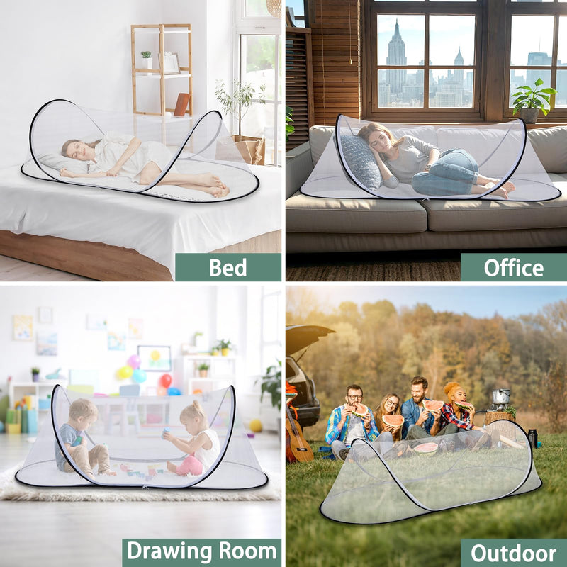 [Australia] - 78.7 x 31.5 x 23.6 Inch Large Pop Up Mosquito Net, Collapsible Portable Mosquito Tent, Suitable for Adult Baby Bedroom, Outdoor Camping Use White 