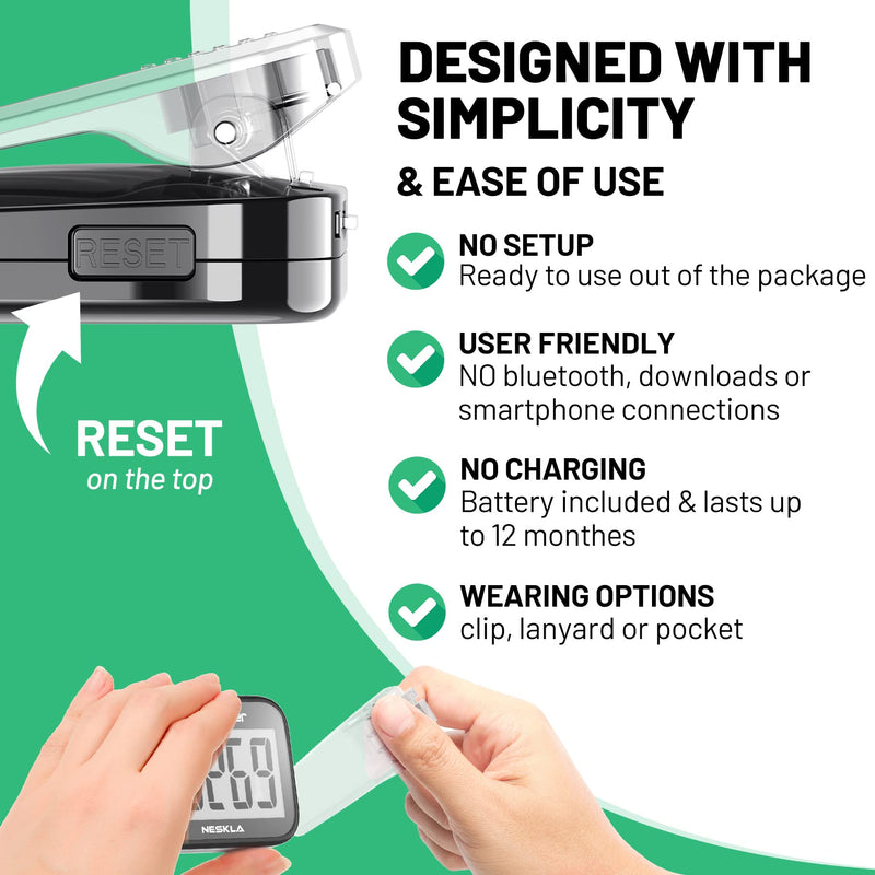 [Australia] - 3D Pedometer for Walking, Simple Step Counter for Walking with Large Digital Display, Step Tracker with Removable Clip Lanyard, Accurately Track Steps for Men Women Kids Adults Seniors Black 
