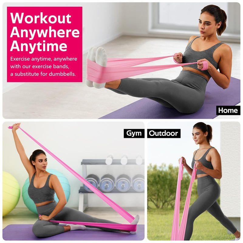 [Australia] - WALITO Resistance Bands for Working Out, Exercise Bands for Women and Men, Workout Bands for Physical Therapy, Stretch, Recovery, Pilates, Rehab, Strength Training and Home Gym 5FT 1.Pink 