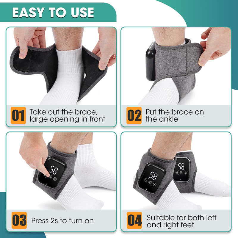 Cordless Ankle Heating Pad for Pain Relief, Ankle Massager for Circulation and Pain, Rechargeable Ankle Brace Massager, Heated Ankle Wrap