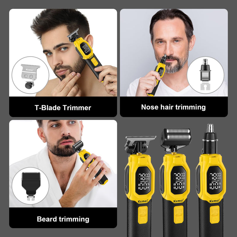 [Australia] - KEMEI Professional 3-in-1 Complete Grooming Tools for Men, Cordless Beard Trimmer, Electric Facial, Ear & Nose Trimmer, Rechargeable Hair Clippers, Gifts for Men 