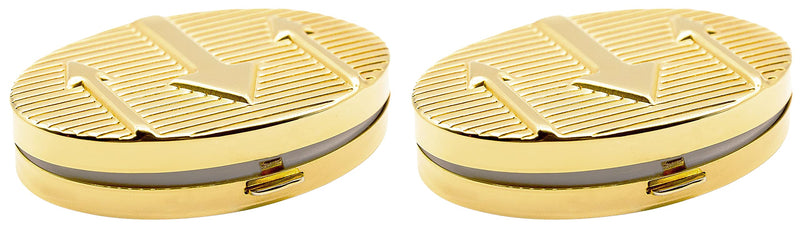 Set of 2 Oval-Shaped Pocket Purse Pill Box & Organizer with Dual Compartments (Gold Arrows) Gold Arrows