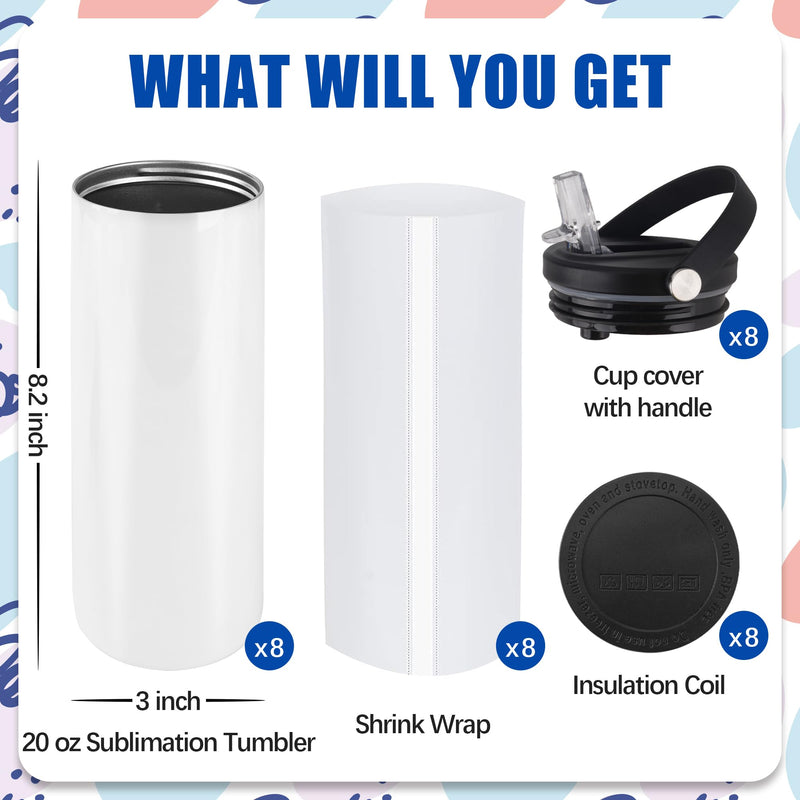 Joyclub Bundle of 10 Pack Sublimation Makeup Bags and 8 Pack Sublimation Tumblers