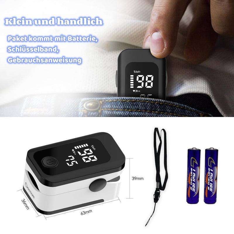 [Australia] - Berrcom Pulse Oximeter Blood Oxygen Saturation Monitor Finger High Accuracy Sats Monitor for Children, Adults with Batteries and Lanyard 