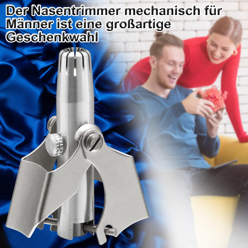 [Australia] - Manual nose hair trimmer with cleaning brush, silver stainless steel nose hair and ear hair trimmer, mechanical nose hair trimmer for home and on the go 1 
