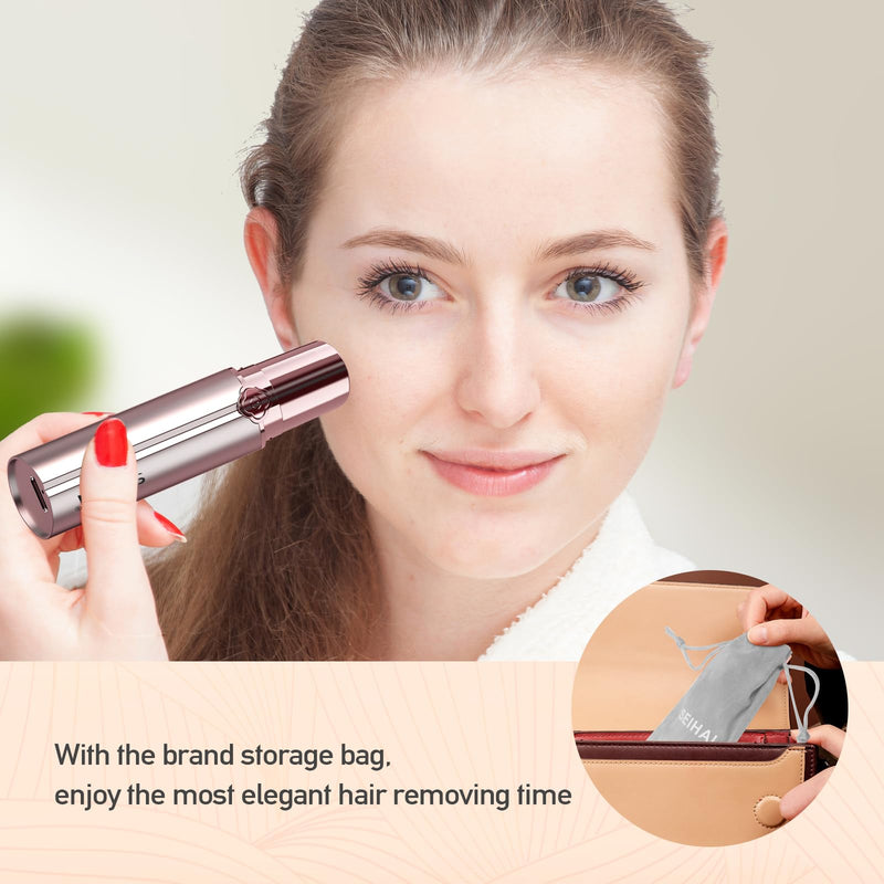 Facial Hair Removal for Women(Luxury), Hair Removal Device, Rechargeable Hair Remover/face shavers, Facial Hair Remover for Upper Lip, Chin, Included 4 x Replacement Heads Pink+4 Heads
