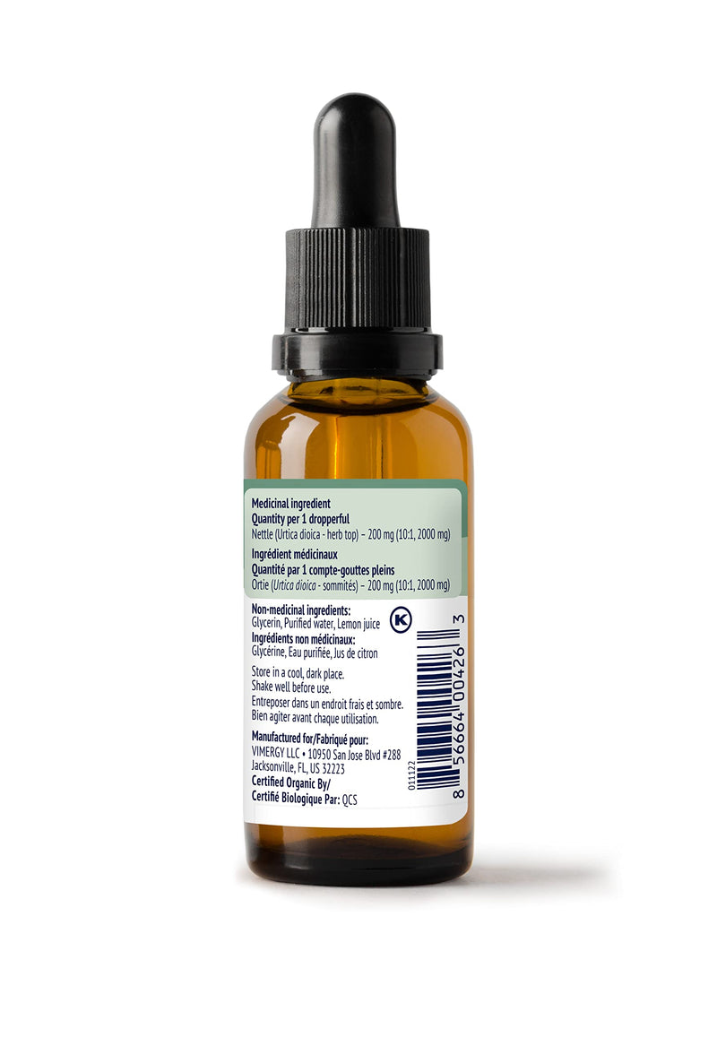 [Australia] - Vimergy Organic Nettle Leaf Extract, 57 Servings – Potent 10:1 Extract Liquid Drops – Supports Immune System Health – Supports Joint Health - USDA Organic, Gluten-Free, Non-GMO, Vegan & Paleo (115 ml) 