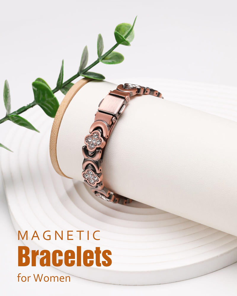 [Australia] - Women's Pure Copper Bracelet, Ultra Strength Magnetic Copper Bracelets for Women Four-leaf Clover (Copper) 
