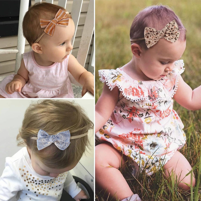 Baby Girl Headbands and Bows, Newborn Infant Toddler Nylon Hairbands Hair Accessories Honey