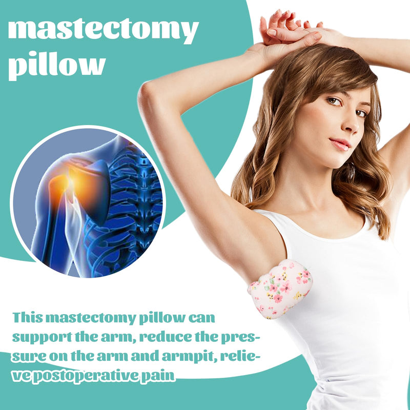 [Australia] - Lymphedema Axilla Pillow Armpit Pain Relief Mastectomy Recovery Supplies, 4PCS Cotton Lumpectomy Mastectomy Pillows Post OP Multicolor Breast Surgery Pillow (Pink Flower) Pink Flower 