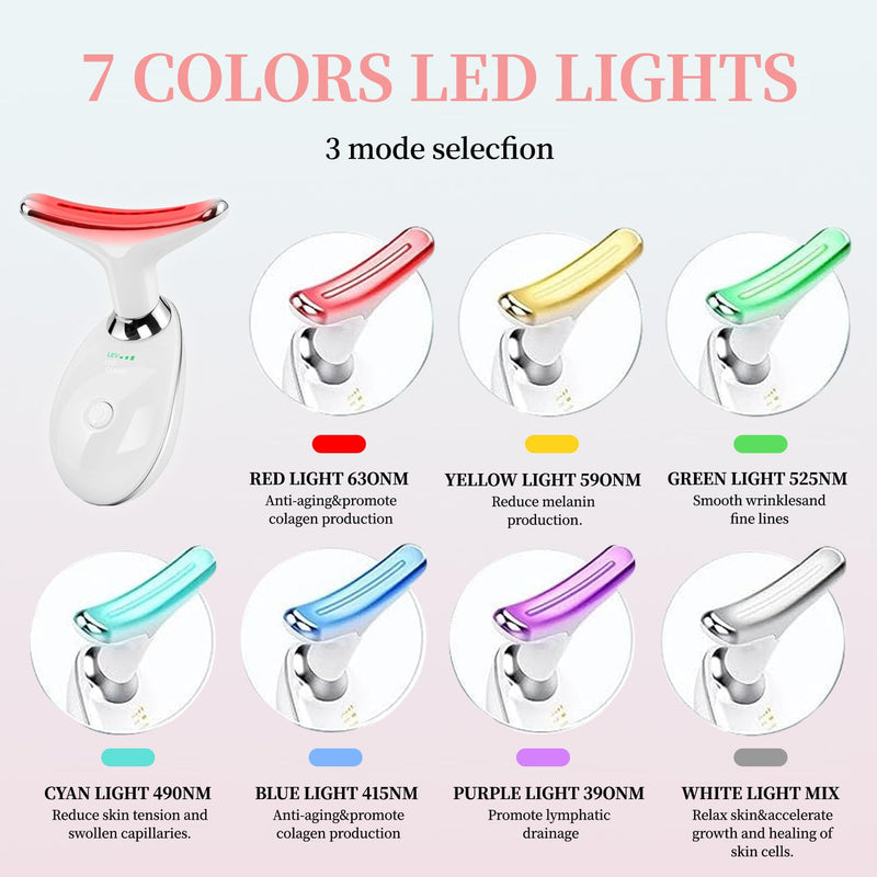 [Australia] - Red-Light-Therapy-for-Face and Neck, Face 𝖲 culpting Wand with 7 Color, Anti 𝖶rinkles Facial Massager for Face and Neck Tool for Skin Care (White) 