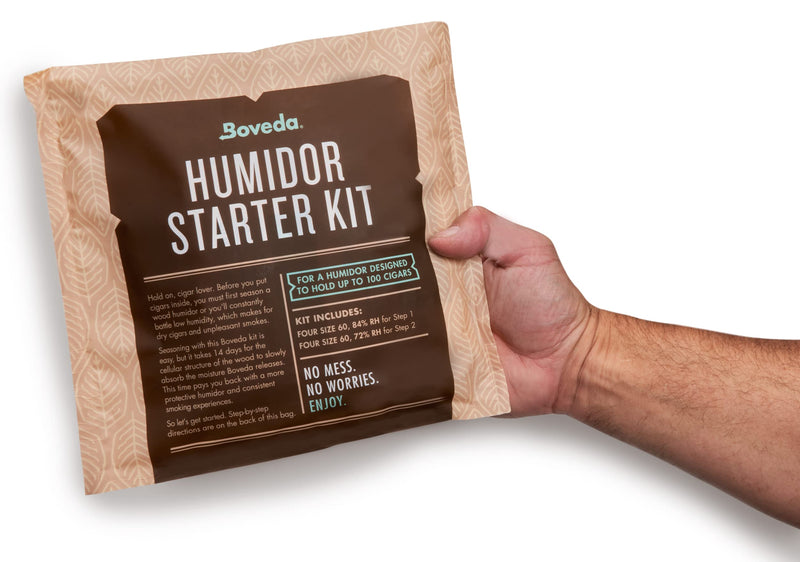 [Australia] - Boveda Humidor Starter Kit Bundle: Season a Wood Humidor Plus Maintain Humidity with 2-Way Humidity Control | Includes (2) Each Size 60 Boveda 84% RH & 72% RH | 1-Count Small 