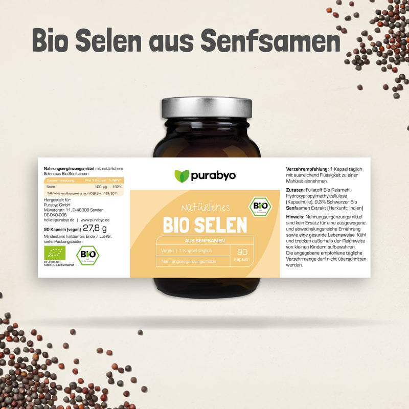 [Australia] - Organic selenium capsules made from mustard seeds | in the glass | Selenium 100µg per capsule | 3 month supply | Organic Selenium | Only 1 capsule daily | Selenium organic | Selenium in high doses 