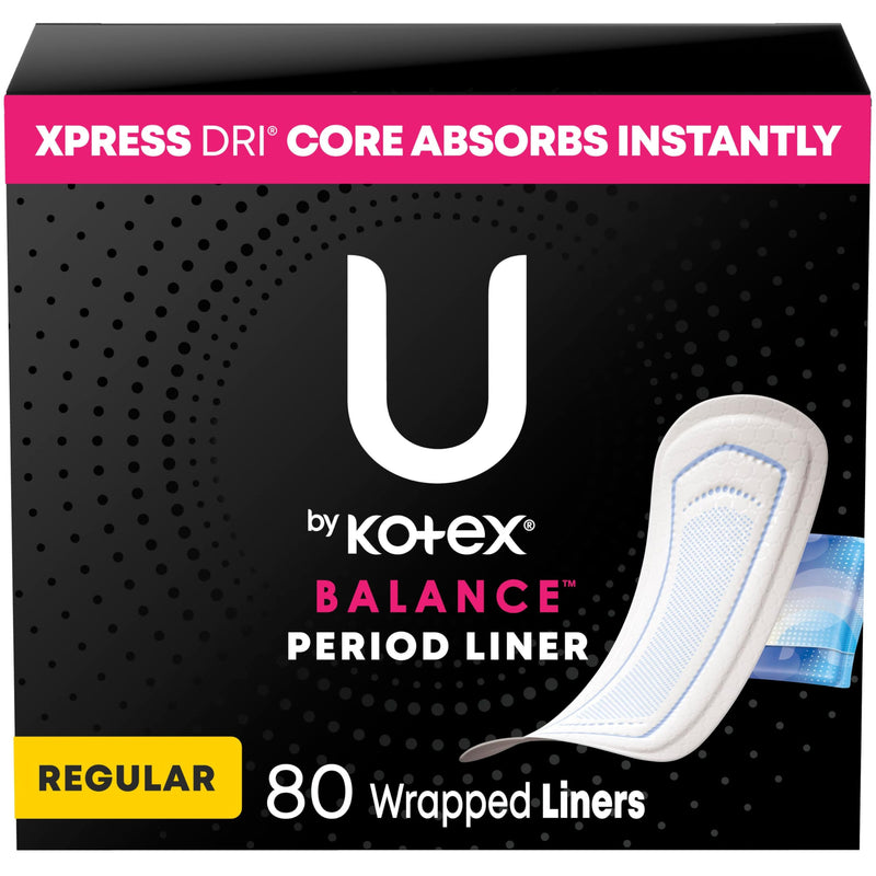 [Australia] - U by Kotex Balance Wrapped Panty Liners, Regular Length, 80 Count (Packaging May Vary) One Size 