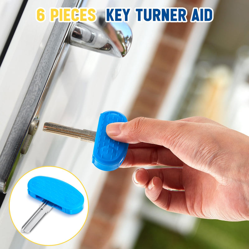 [Australia] - 6 Pack Easier to Grip Key Turner Aid Bright Aid Key Turners for Arthritis Red, Blue and Yellow Key Turner for Weak or Elderly Hands 