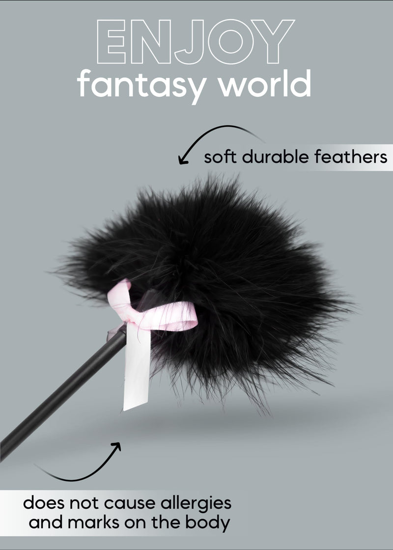 [Australia] - Feather Tickler Crop Black Faux French Feather Black1 