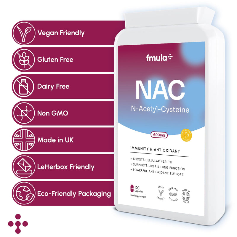 NAC N-Acetyl-Cysteine 600mg | Organic NAC Supplement Capsules for Immunity & Antioxidant Support | N-Acetyl Cysteine Supplement | Amino Acids Immune Support for Adults | Vegan - 120 Capsules