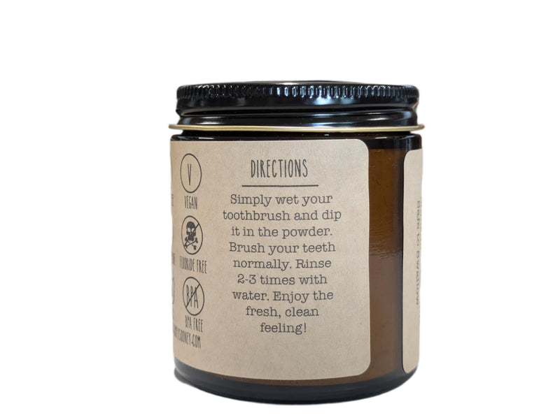 Simply Sooney Glass Jar Vegan Fluoride Free Remineralizing Tooth Powder Kid Safe Orange I Organic Ingredients