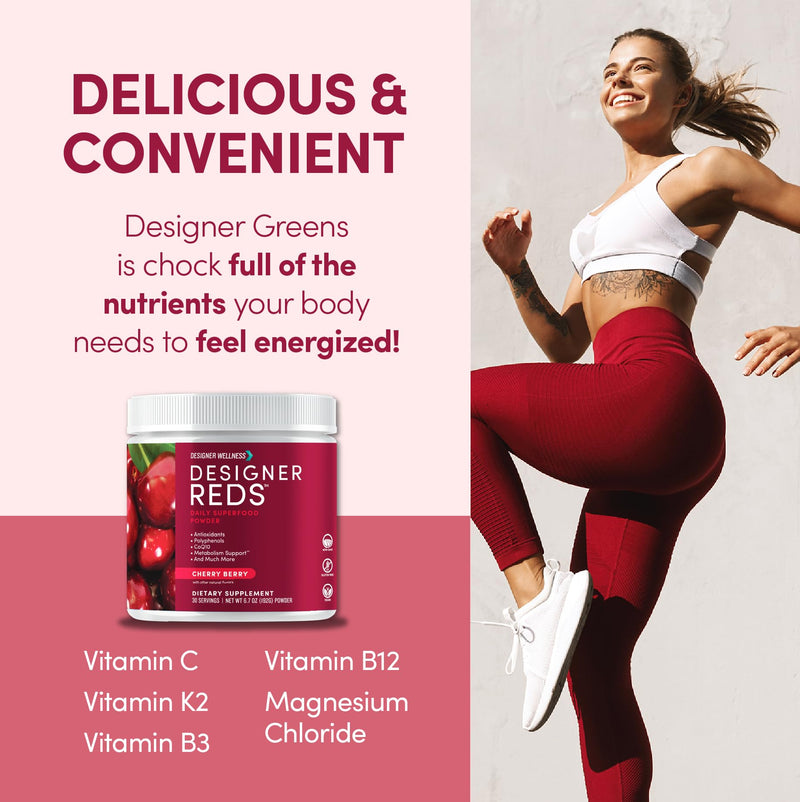 Designer Wellness, Cherry Berry, Designer Reds Superfood Powder, 30 Serving 6.7 Ounce (Pack of 1)