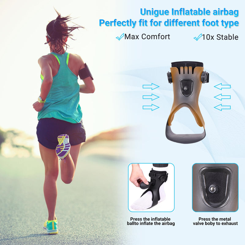 AFO Foot Drop Brace,Medical Ankle Foot Orthosis for Hemiplegia Stroke Varus Walking Support Shoes,Ankle Brace Stabilizer with Inflatable Airbag (Left, X-Large) Left