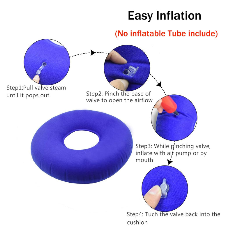 [Australia] - Inflatable Ring Cushion,Hemorrhoid Seat Cushion, Round Donut Pillow for Tailbone Pain, Round Wheelchairs Cushion, Hemorrhoid Pillow for Home, Car or Office Chair, No Inflatable Tube Blue 