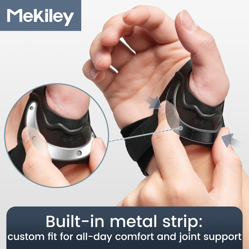 CMC Thumb Support Brace - with Firm Supportive Wrist Strap, Dual Density Thumb Brace Stabilizes CMC Joint, Pain Relief for Osteoarthritis for Women and Men (Black, Right Hand, Medium) Black, Right Hand