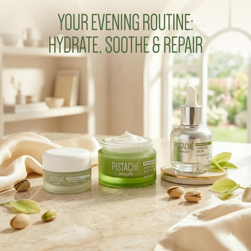 PISTACHÉ SKINCARE Hydrating Face Serum, Hyaluronic Acid Vitamin E, 1oz | Rejuvenating antioxidant oil protects against fine lines for smooth, radiant skin. Lightweight formula absorbs quickly.