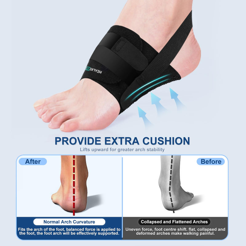 [Australia] - Healrecux Arch Bandages for Plantar Fasciitis, Arch Support Adjustable Women Men, Arch Support, Flat Foot Bandage Flat Feet, Arch Pain Pain Relief Black/Green Adjustable Size 