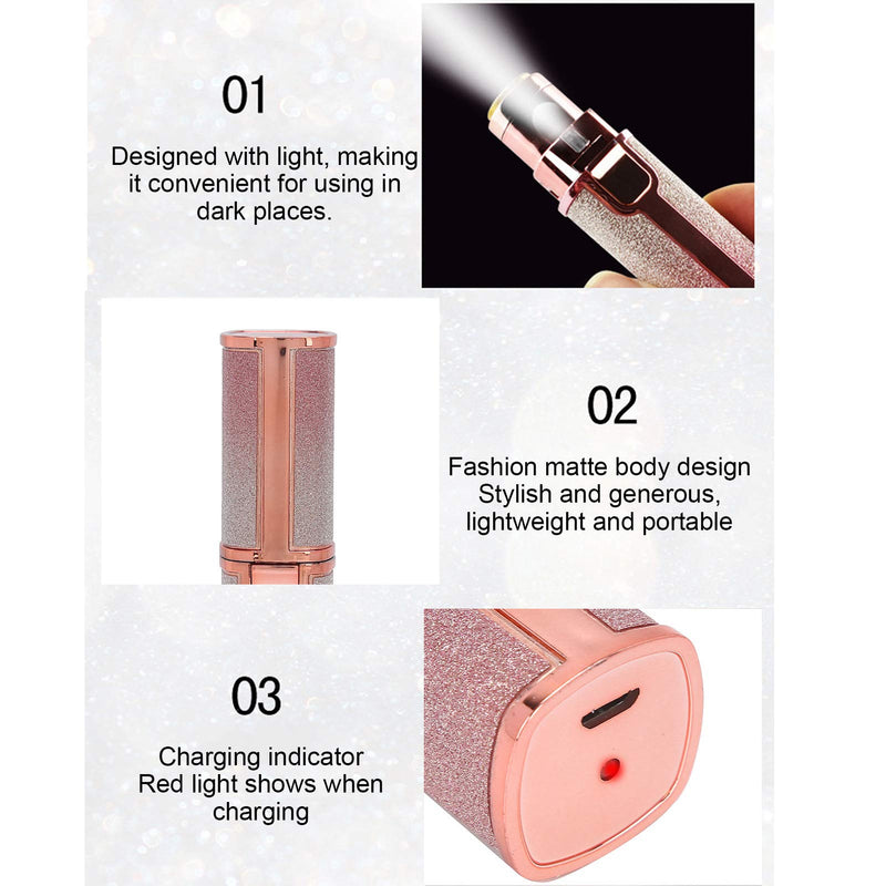 [Australia] - Rechargeable Facial Hair Removal Eyebrow Trimmer 2 in 1, Portable Epilators Hair Removal with Built-in LED Light, Painless Hair Removal Device for Face Eyebrows Lips Chin Body 