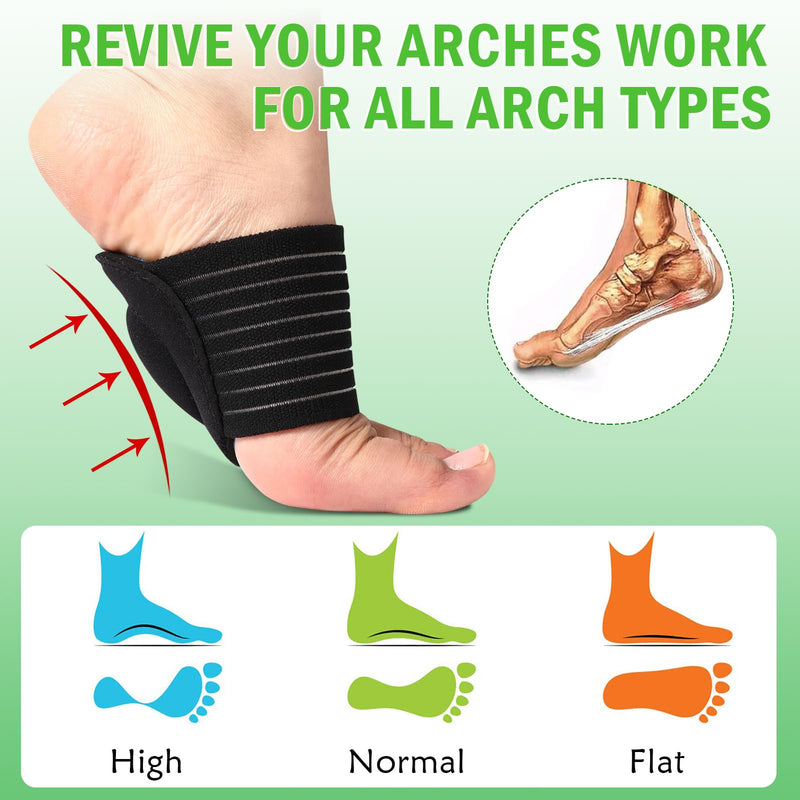[Australia] - Ailaka 2 Pairs Arch Supports Compression Padded Plantar Fasciitis Bandages for Pain Relief and Sore Flat Feet, Heel Spurs (Black and Gray, One Size) Grey 