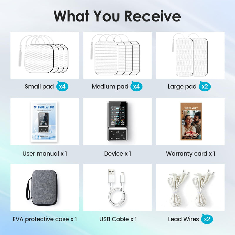 TENS Unit Muscle Stimulator with HD Color Screen, 3-in-1 TENS EMS Machine for Pain Relief & Muscle Recovery, 24 Modes Pulse Massager for Sciatica, Back, Hip, Neck, Shoulder and Elbow Pain