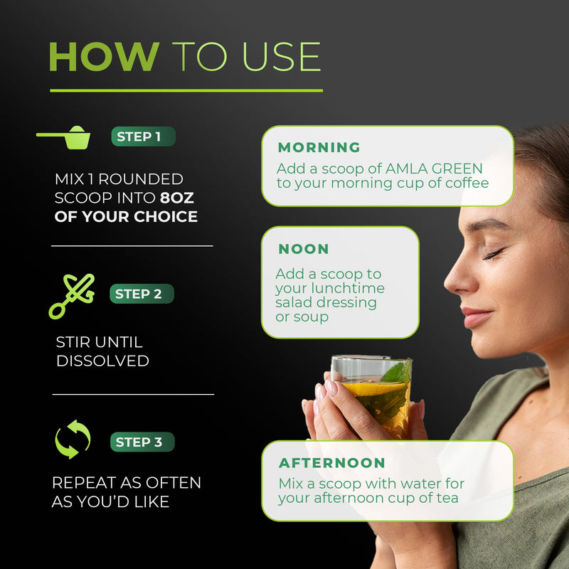 [Australia] - Amla Powder & Decaf Green Tea Superfood Supplement, 20x Ultra Concentrated Amla, Oolong Tea and Indian Gooseberries, Organic, Vegan, 90 Servings 90 Servings (Pack of 1) 