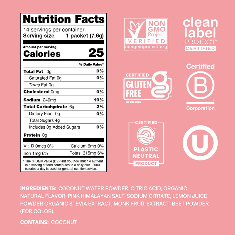 Cure Hydration - Electrolyte Drink Powder Strawberry Kiwi 14 Packets | Plant-Based Dehydration Relief Mix Made with Coconut Water, No Added Sugar, Vegan, Non-GMO, Gluten Free, FSA-HSA Eligible