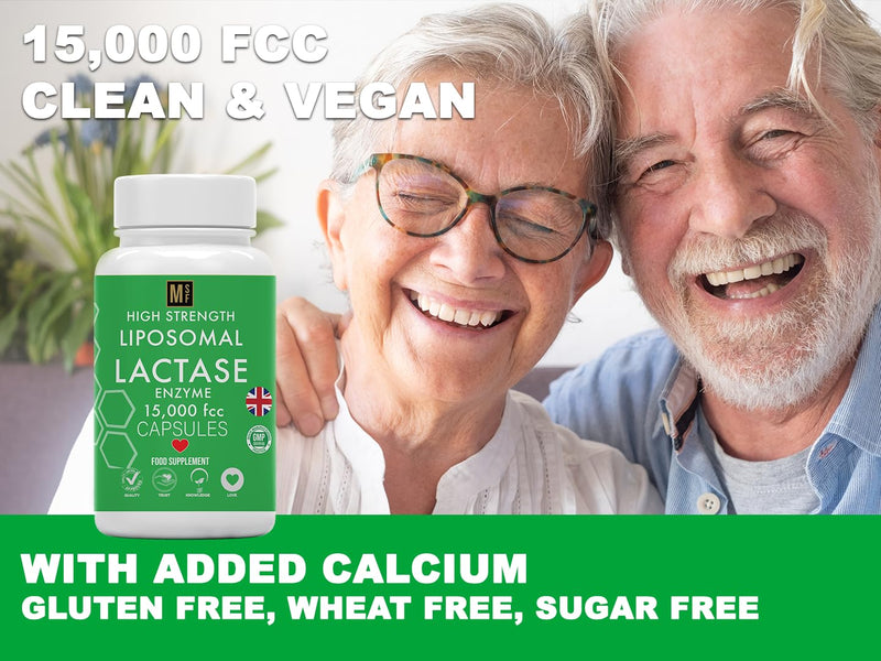 Liposomal Lactase Enzyme 15000FCC | 120 High Strength Lactase Capsules | Enzyme Tablets | Lactose Digestion | Digestive Enzyme Food Supplement
