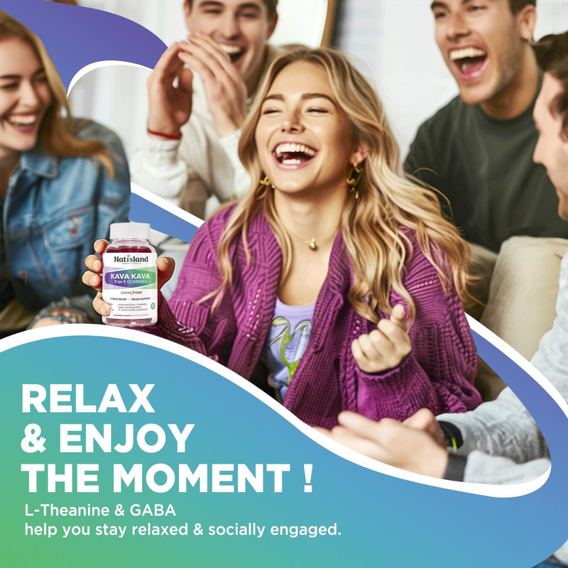 [Australia] - Chewable Kava Kava Gummies, Kava Kava Root Extract with Ashwagandha & L-Theanine, Kava Supplement for Women & Men, 7-in-1 Herbal Blend for Stress Relief & Relaxation, Sugar-Free, Vegan, 60 Ct 1 PACK 