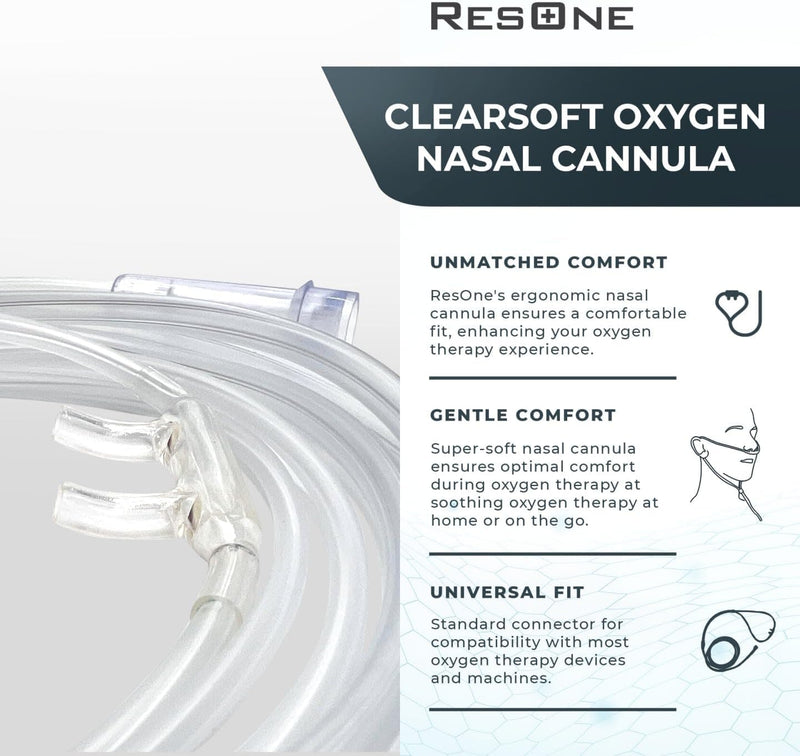 [Australia] - Soft Adult Oxygen Nasal Cannula 5-Pack - Curved Prongs, 14Ft Crush-Resistant Tubing - Nasal Tubes, Oxygen Concentrator Supplies - Soft Curved Nose Piece, Standard Size, Standard Flow 6 LPM 