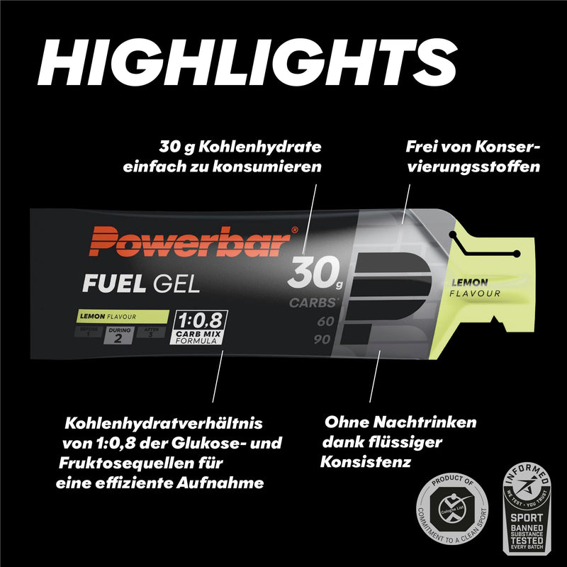 [Australia] - Powerbar - Black Line - Fuel 30 Gel - Lemon - 12x50ml - caffeine-free carbohydrate gel 
