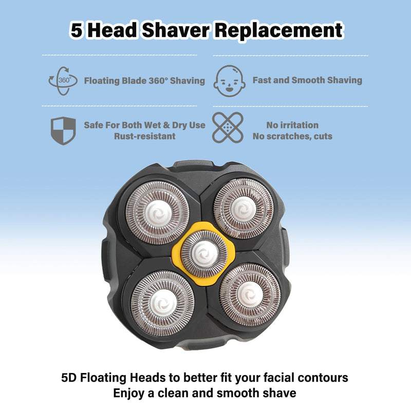 [Australia] - Replacement Heads Compatible with Microtouch Titanium Electric Head Shaver, Titanium Razor Replacement Blades for Micro Touch Head Shaver, Hypoallergenic Hair Clippers Blades for Bald Men - 2 Pack 