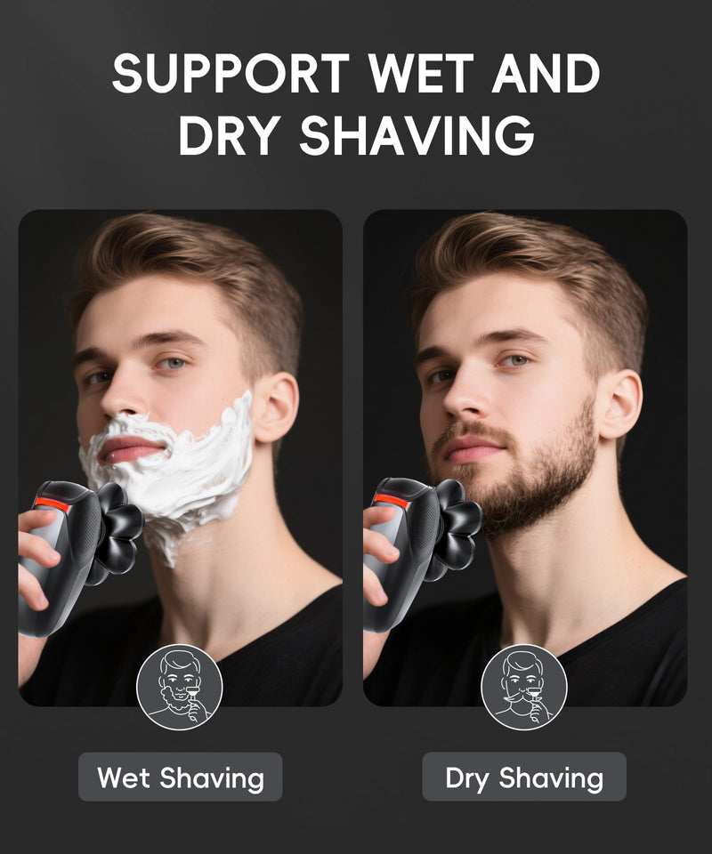 [Australia] - Head Shaver for Bald Men - 7D Magnetic Rotary Electric Razor, IPX8 Waterproof for Wet & Dry Use, with LED Display, USB-C Charging & 5-in-1 Grooming Kit Black 