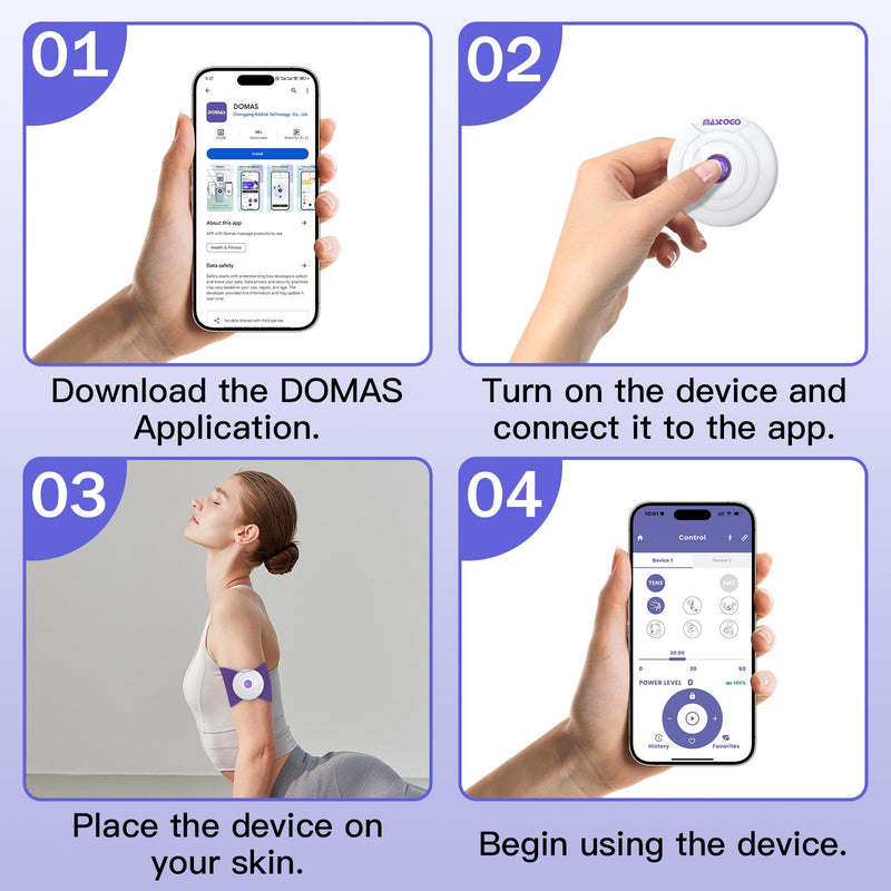 APP Wireless TENS Unit Muscle Stimulator 12 Modes for Pain Relief | Dual Host Independent Control, EMS Muscle Stimulator for Back, Shoulder, Legs Pain Relief, 20 Intensity, 8 Pcs Electrode Pads