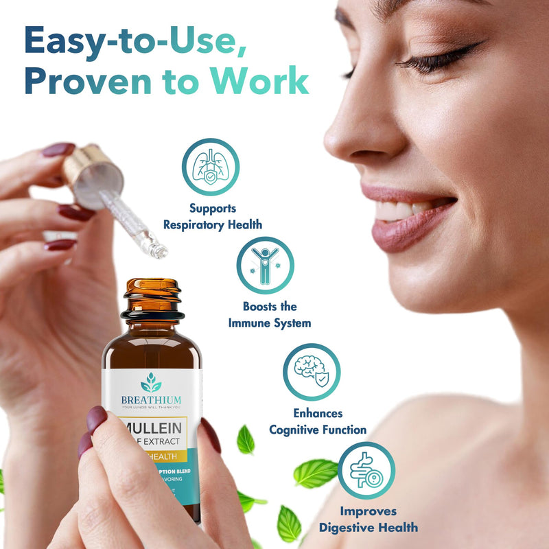 [Australia] - 4-in-1 Mullein Drops for Lungs & Gut Health ‚Äì Liposomal Mullein Leaf Extract, Sunflower Lecithin & Choline for Immune, Digestive, Allergy & Mucus Relief ‚Äì Made in USA ‚Äì 4oz Peppermint 4 Fl Oz (60 Servings) 
