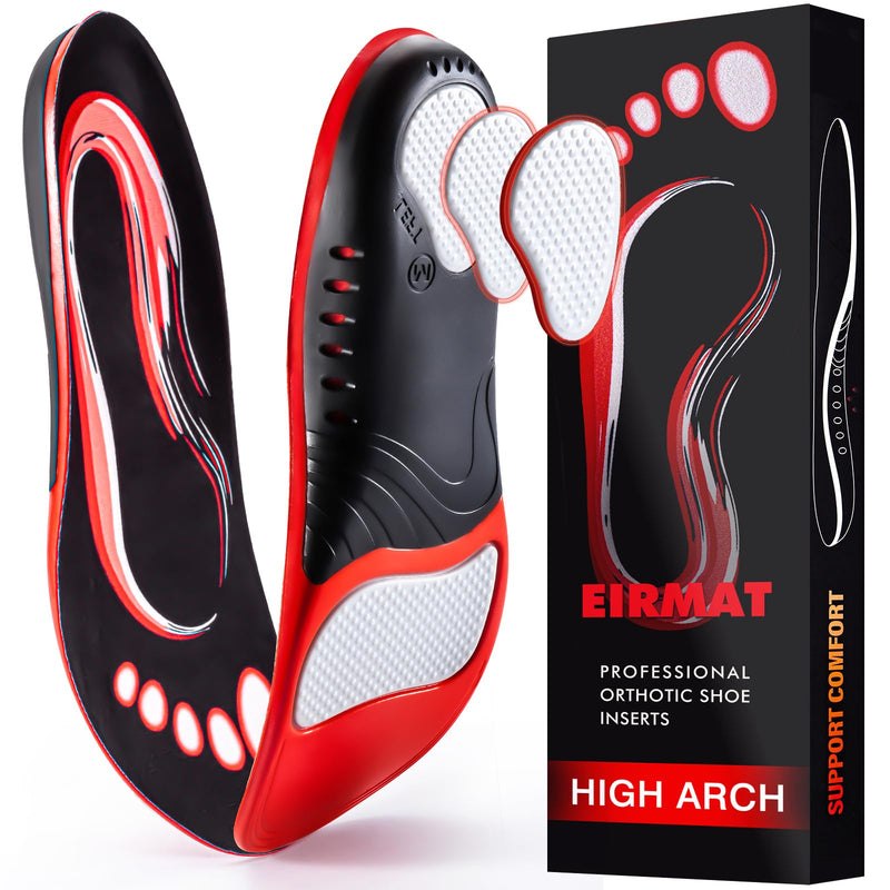[Australia] - Plantar Fasciitis Relief Insoles, Arch Support Insoles Men Women, Athletic Shoe Insoles, Orthotic Work Boot Inserts for High Arch, Flat feet, Pain Relief[1-Pair](Men9-10.5/Women10-11.5) Red M(Men 9-10.5/Women 10-11.5) 