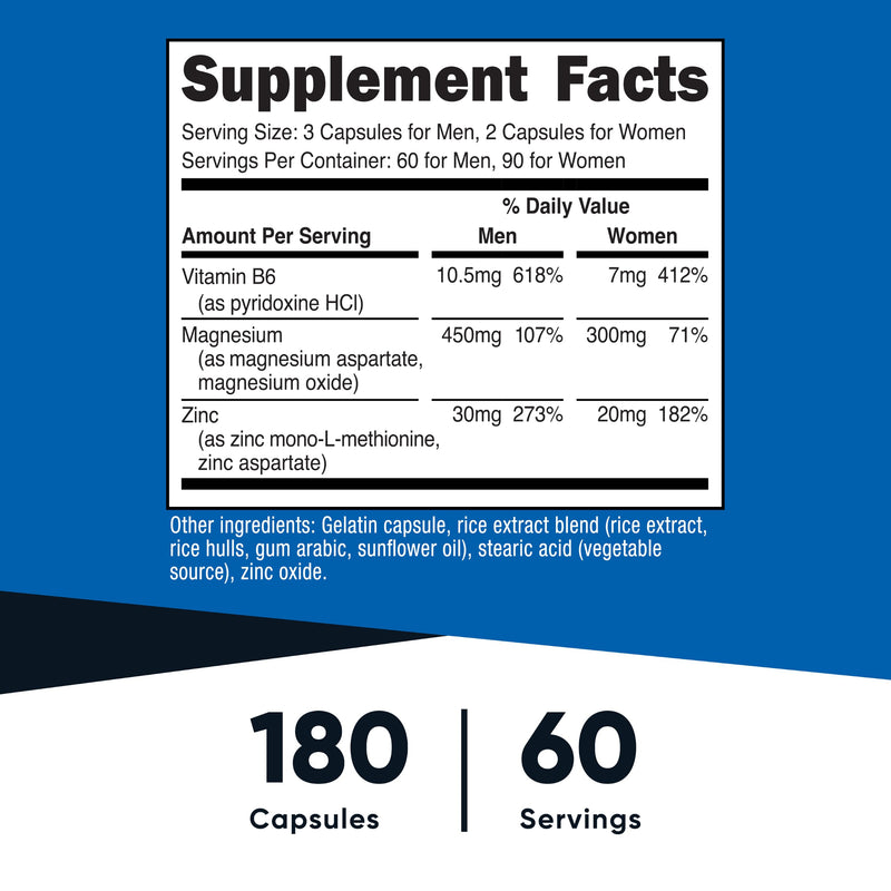 Nutricost ZMA 180 Capsules - Non-GMO and Gluten Free ZMA Supplement (Pack of 2) 180 Count (Pack of 2)