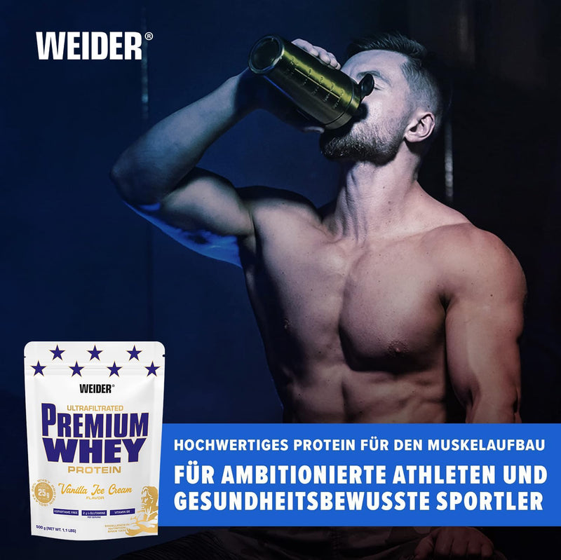 Weider Premium Whey Protein Powder, Vanilla Caramel,, 33g of Protein Per Serving, Low Carb, Whey Protein Isolate, Rich in BCAA's, 500g