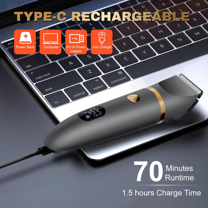 [Australia] - Ball Shaver for Men, 3-in-1 Multifunction Body Hair Trimmer & Pubic Shaver with Titanium Blades (No Nicks!), IPX7 Waterproof Electric Razor, LED Display, Wet/Dry 